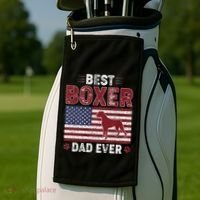 Best Boxer Dad Ever American Flag Dog Dad Golf Towel thumb 2