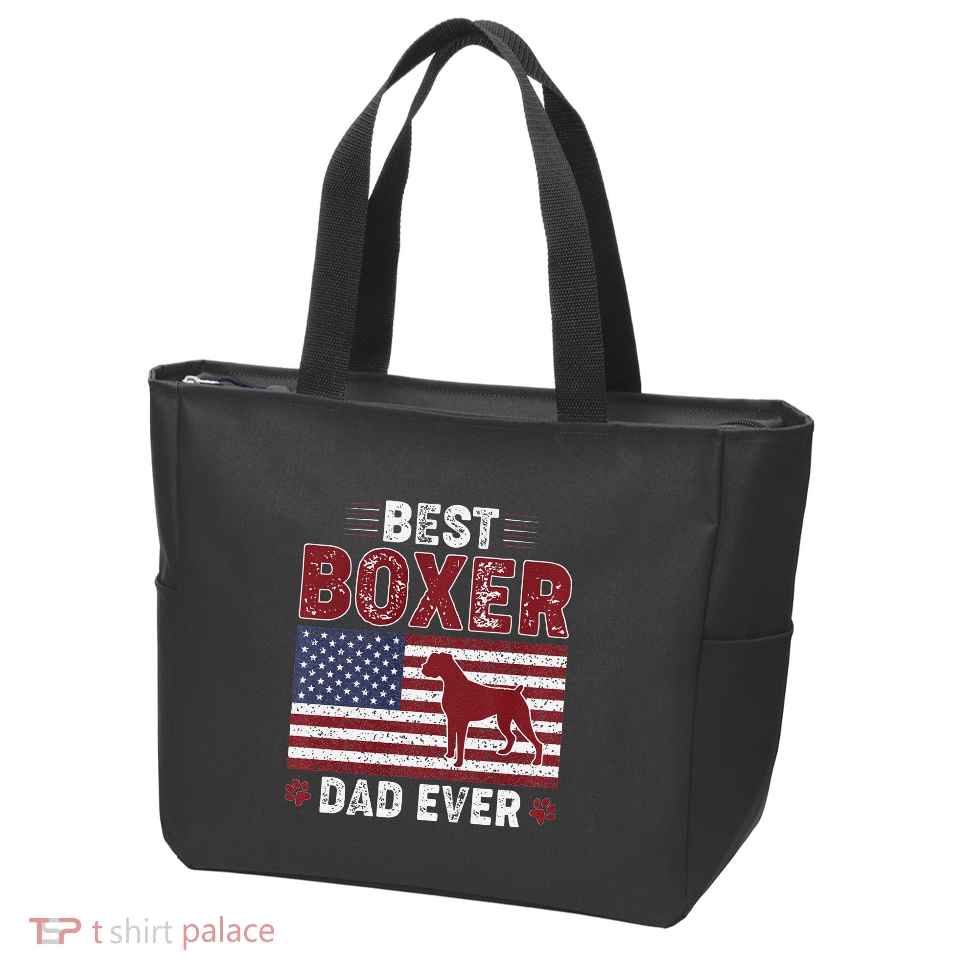 Best Boxer Dad Ever American Flag Dog Dad Tote Bag