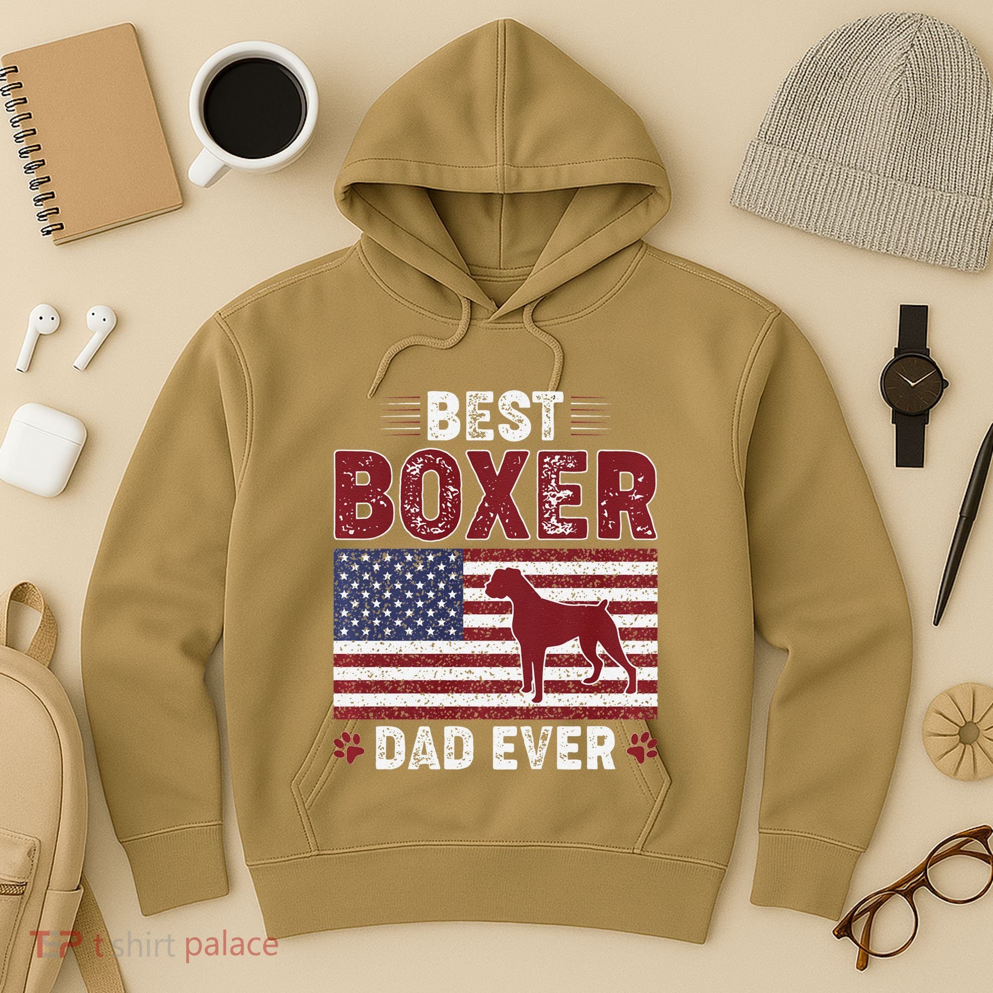 Best Boxer Dad Ever American Flag Dog Dad Hoodie