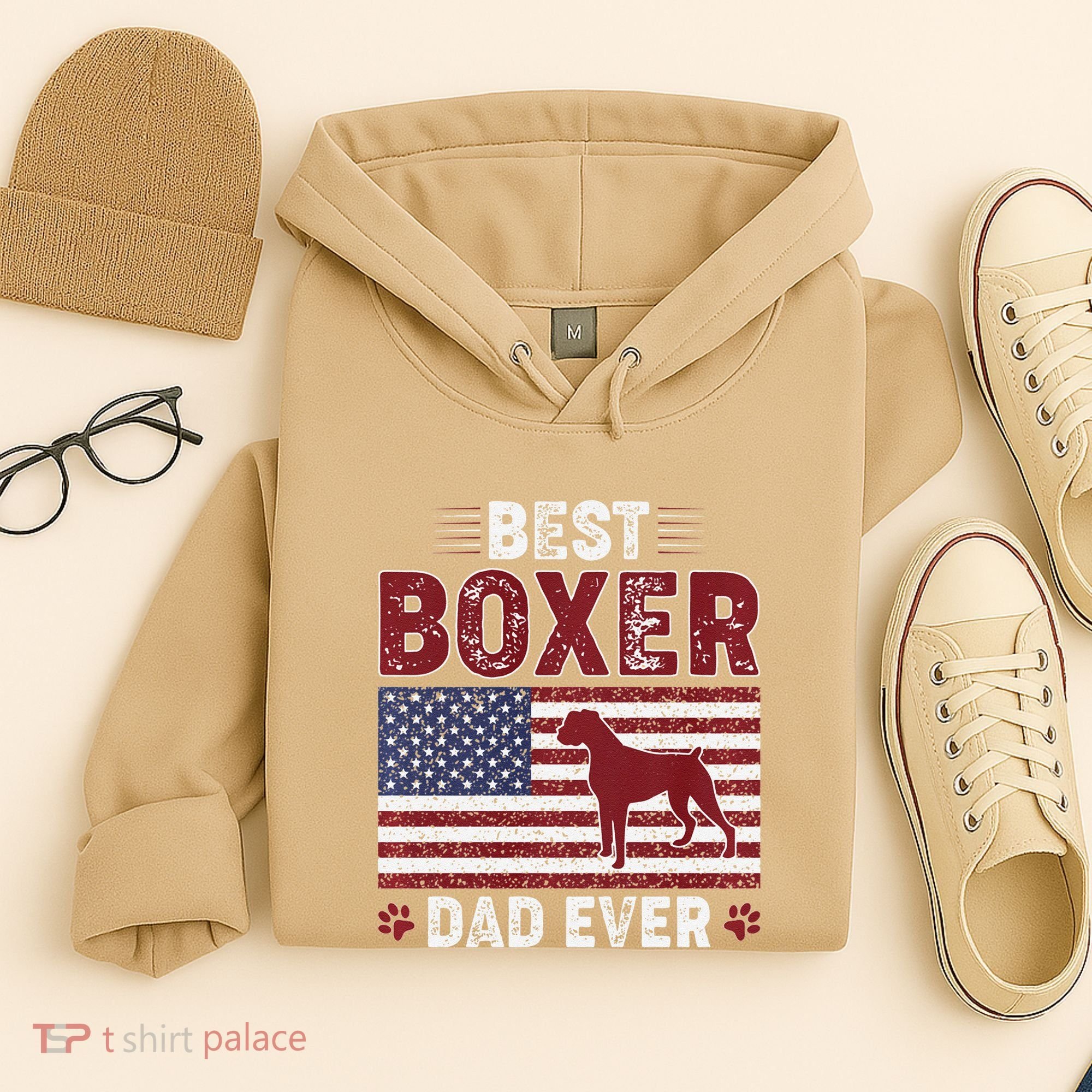 Best Boxer Dad Ever American Flag Dog Dad Hoodie