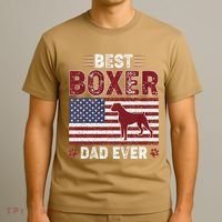 Best Boxer Dad Ever American Flag Dog Dad T-Shirt thumb 3