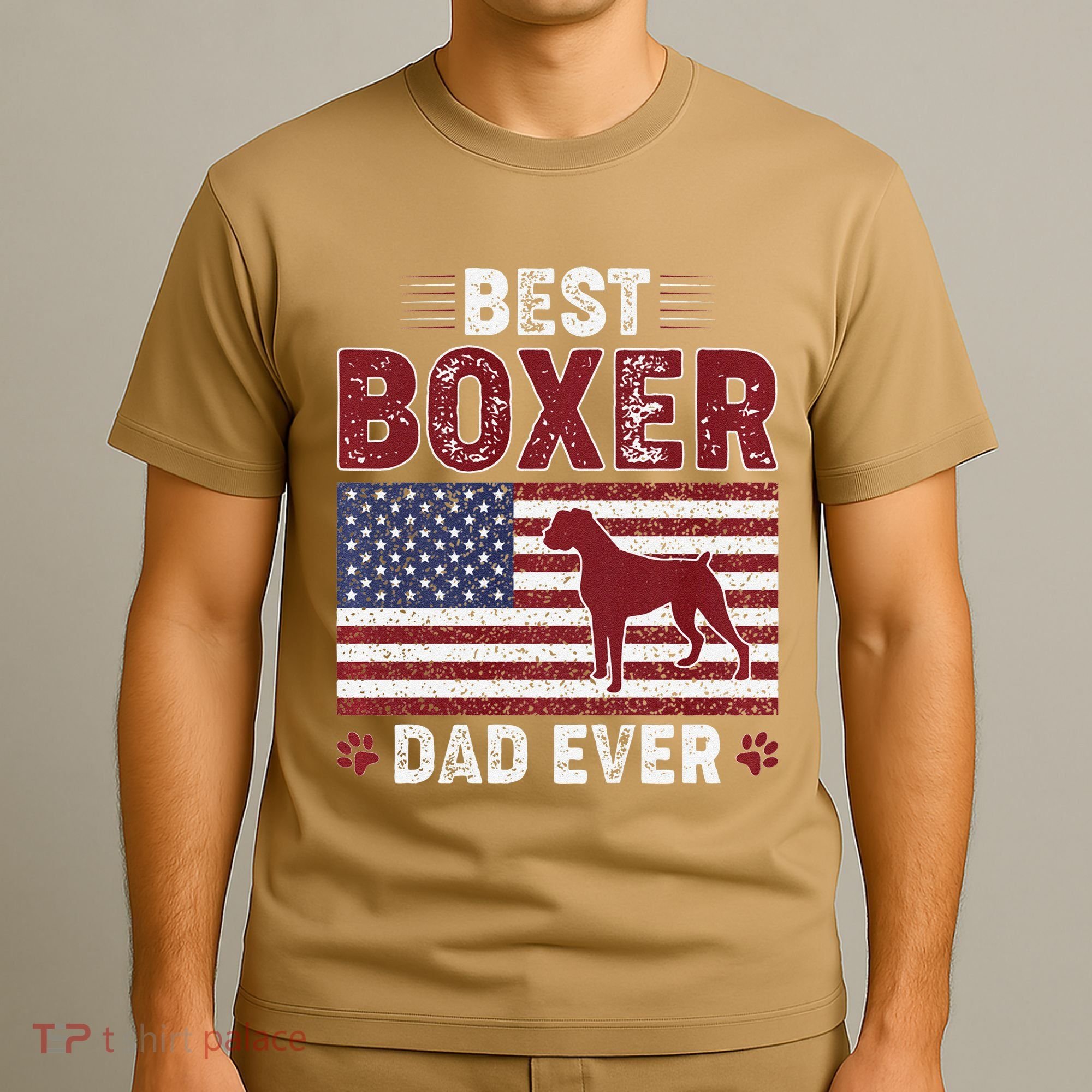 Best Boxer Dad Ever American Flag Dog Dad T-Shirt