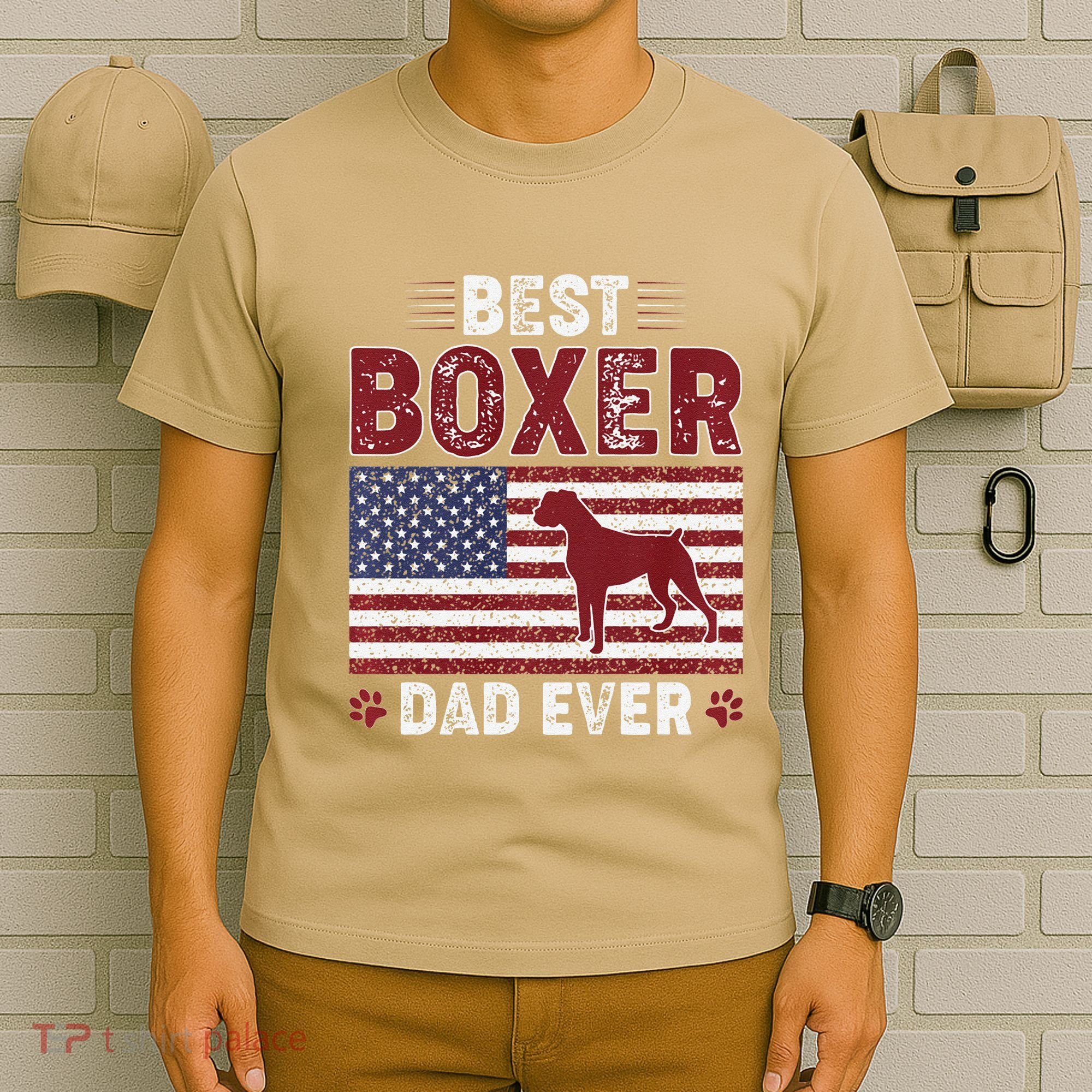Best Boxer Dad Ever American Flag Dog Dad T-Shirt