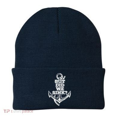 Boating But Did We Sink Flatboat Pontoon Captain Vintage Beanie