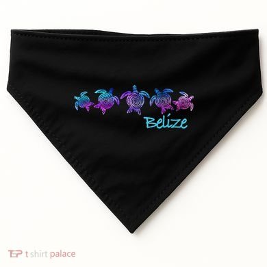 Belize Beach Design / Tribal Turtle Gift USA-Made Doggie Bandana