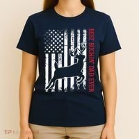 Best Buckin Dad Ever American Flag Deer Hunting T-Shirt thumb 4