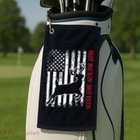 Best Buckin Dad Ever American Flag Deer Hunting Golf Towel thumb 2
