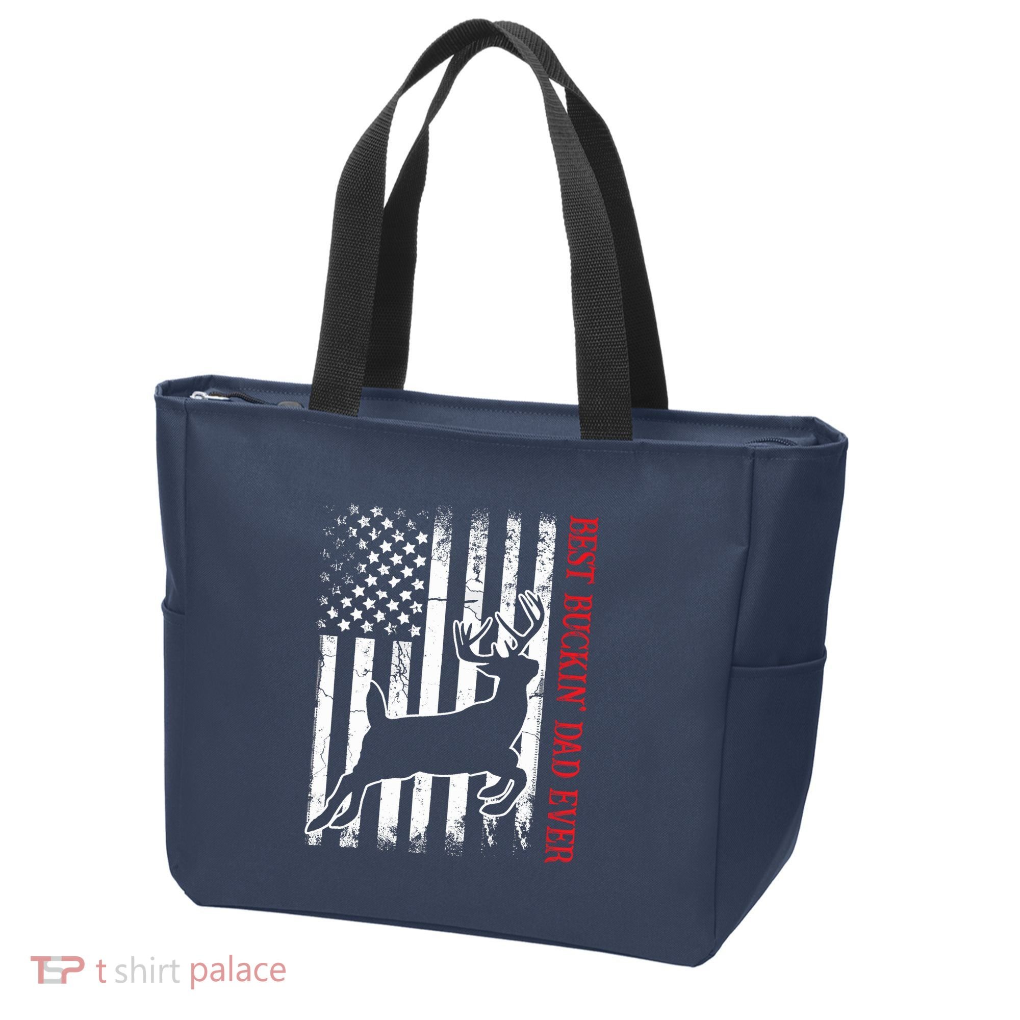 Best Buckin Dad Ever American Flag Deer Hunting Tote Bag