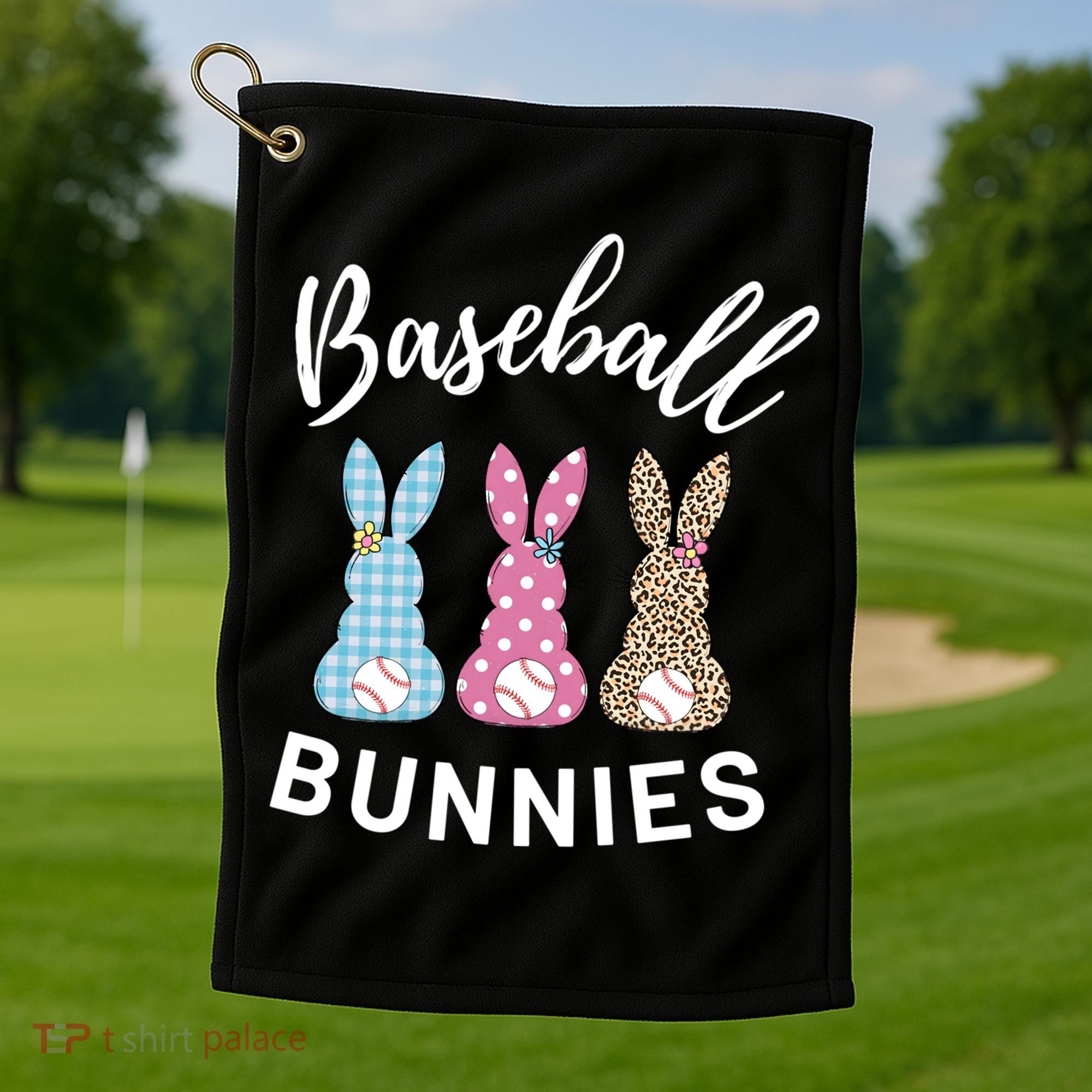 Baseball Bunnies Easter Bunny Mom Funny Gift Golf Towel