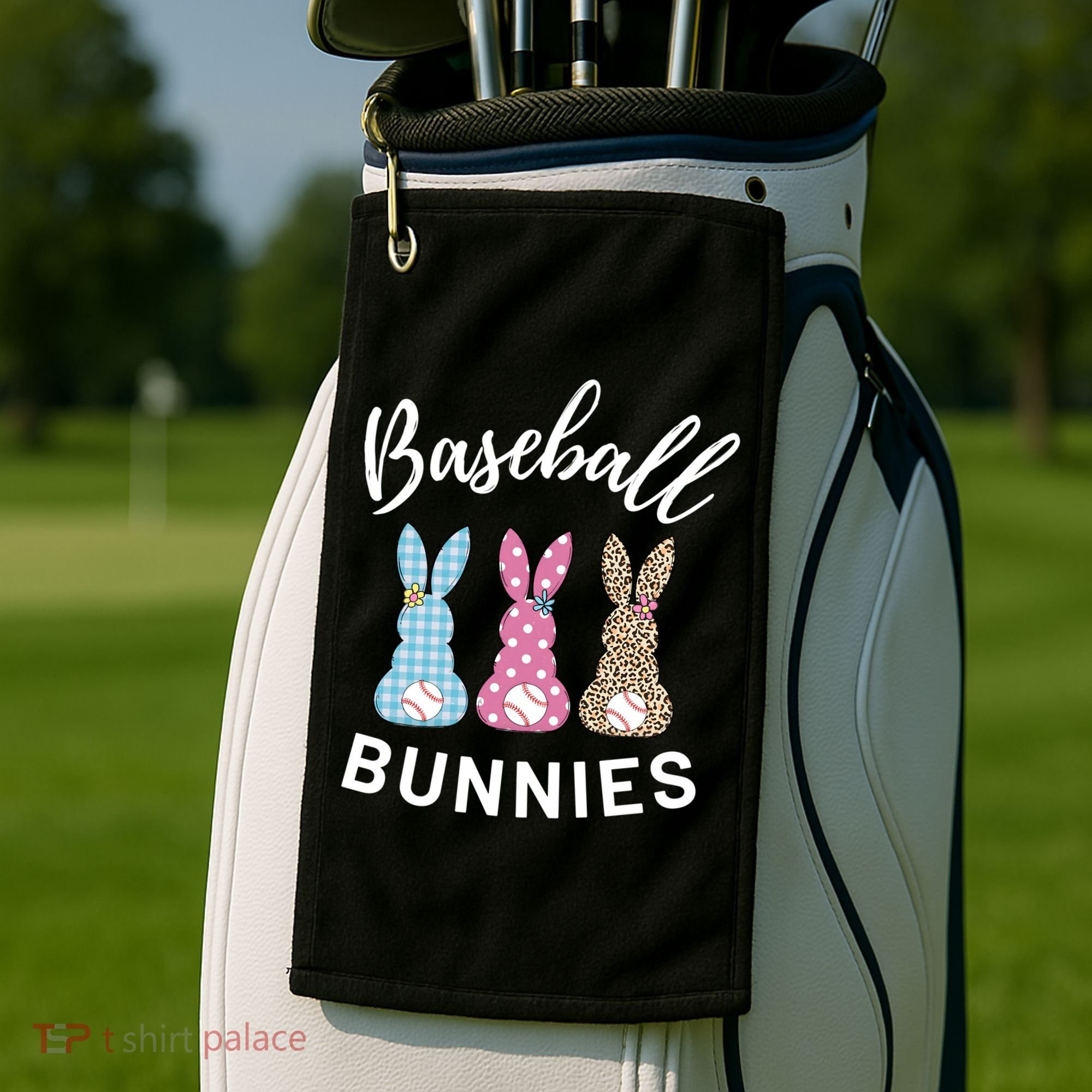 Baseball Bunnies Easter Bunny Mom Funny Gift Golf Towel