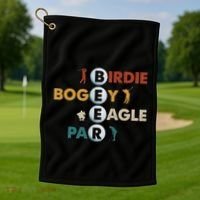 Birdie Bogey Eagle Par Beer Funny Golf Golfing Golfer Gift Golf Towel thumb 1