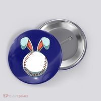 Baseball Bunny Easter Holiday Sport Lover Button thumb 0