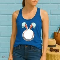 Baseball Bunny Easter Holiday Sport Lover Women's Tank Top thumb 2