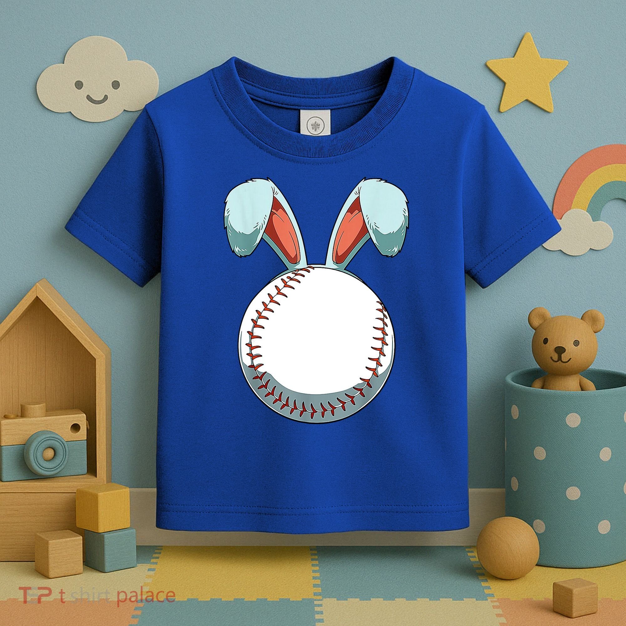 Baseball Bunny Easter Holiday Sport Lover Toddler T-Shirt