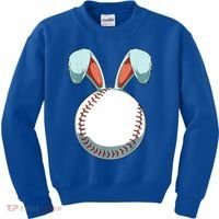 Baseball Bunny Easter Holiday Sport Lover Kids Sweatshirt thumb 0