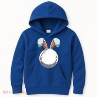Baseball Bunny Easter Holiday Sport Lover Kids Hoodie thumb 0