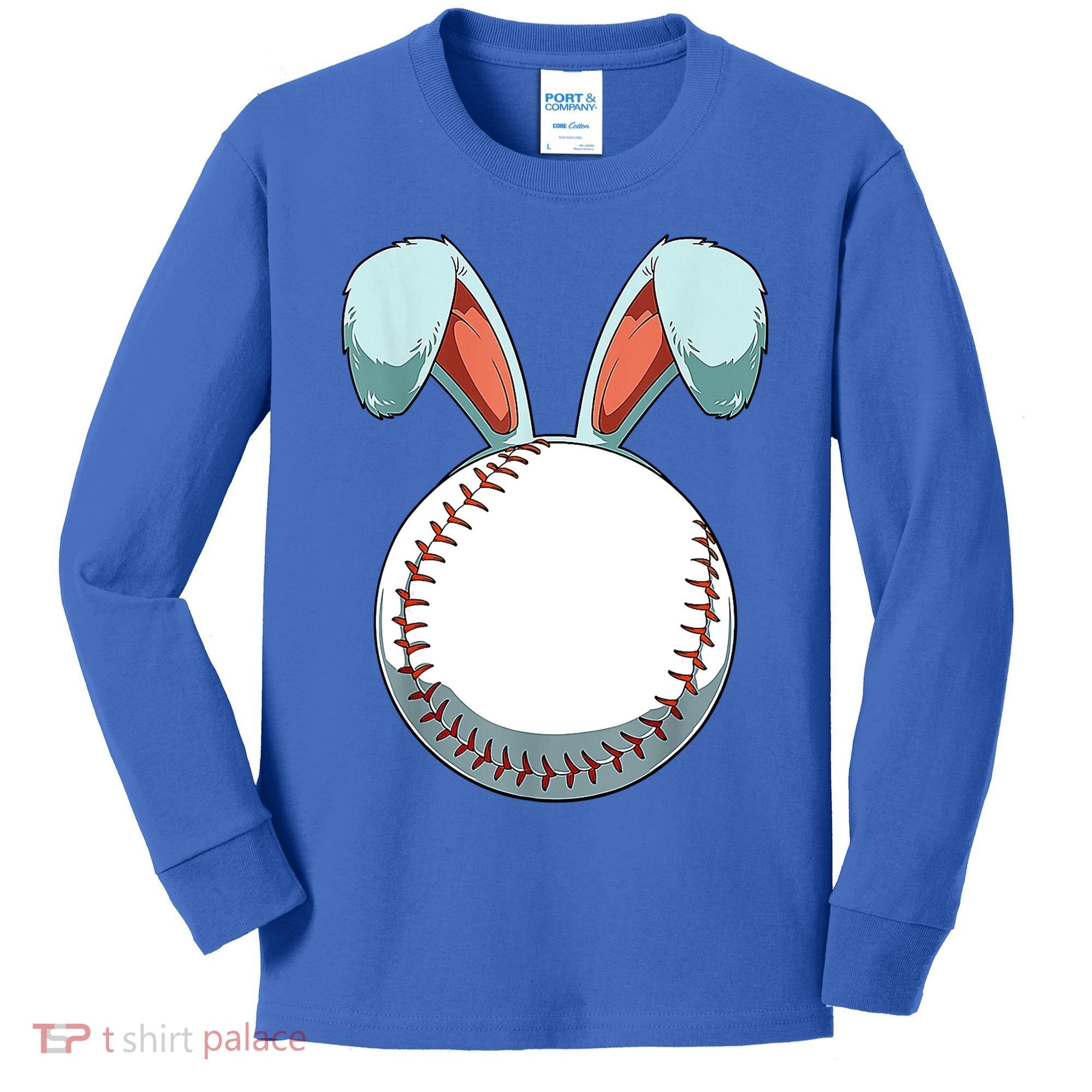 Baseball Bunny Easter Holiday Sport Lover Kids Long Sleeve Shirt
