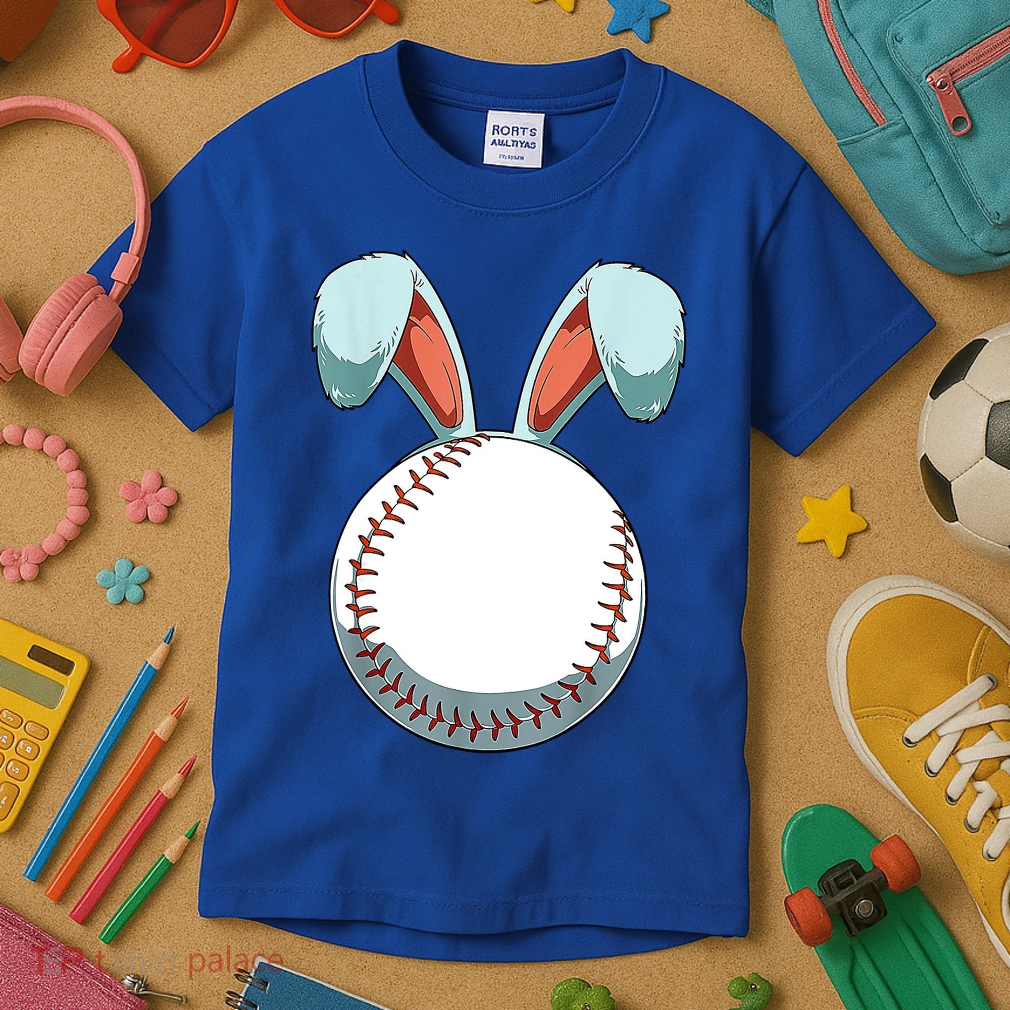 Baseball Bunny Easter Holiday Sport Lover Kids T-Shirt