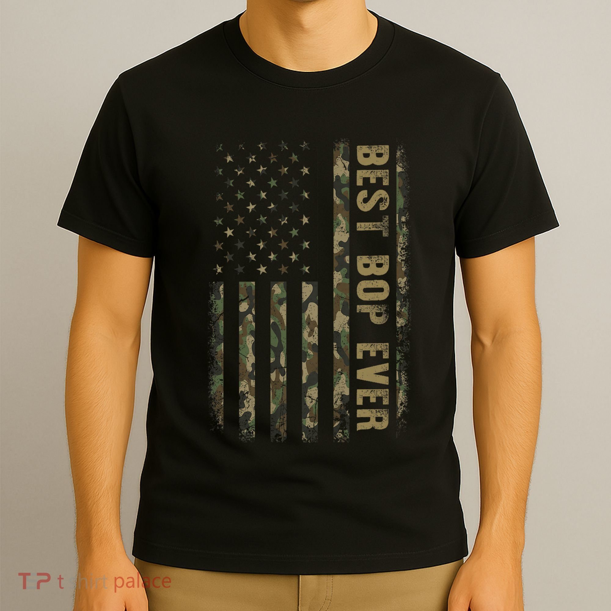 Best Bop Ever Camouflage American Flag FatherS Day T-Shirt