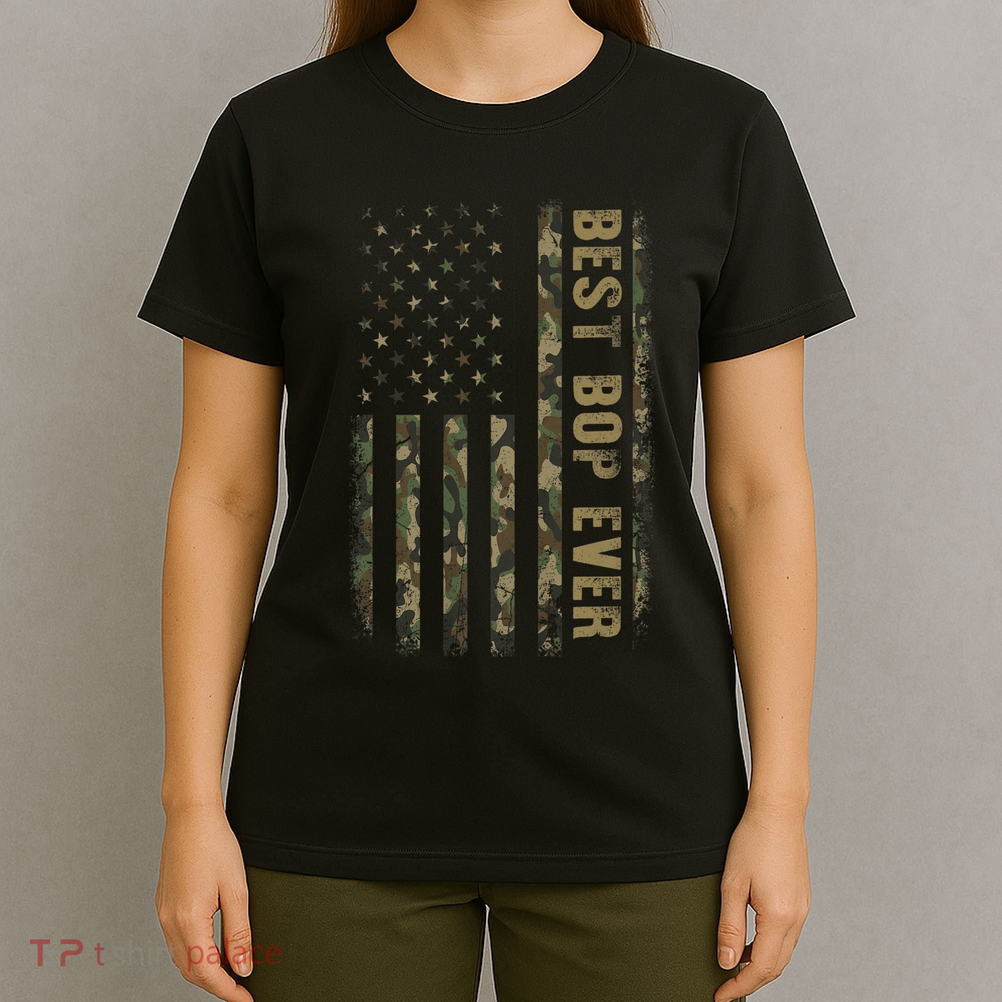 Best Bop Ever Camouflage American Flag FatherS Day T-Shirt