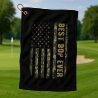 Best Bop Ever Camouflage American Flag FatherS Day Golf Towel thumb 1
