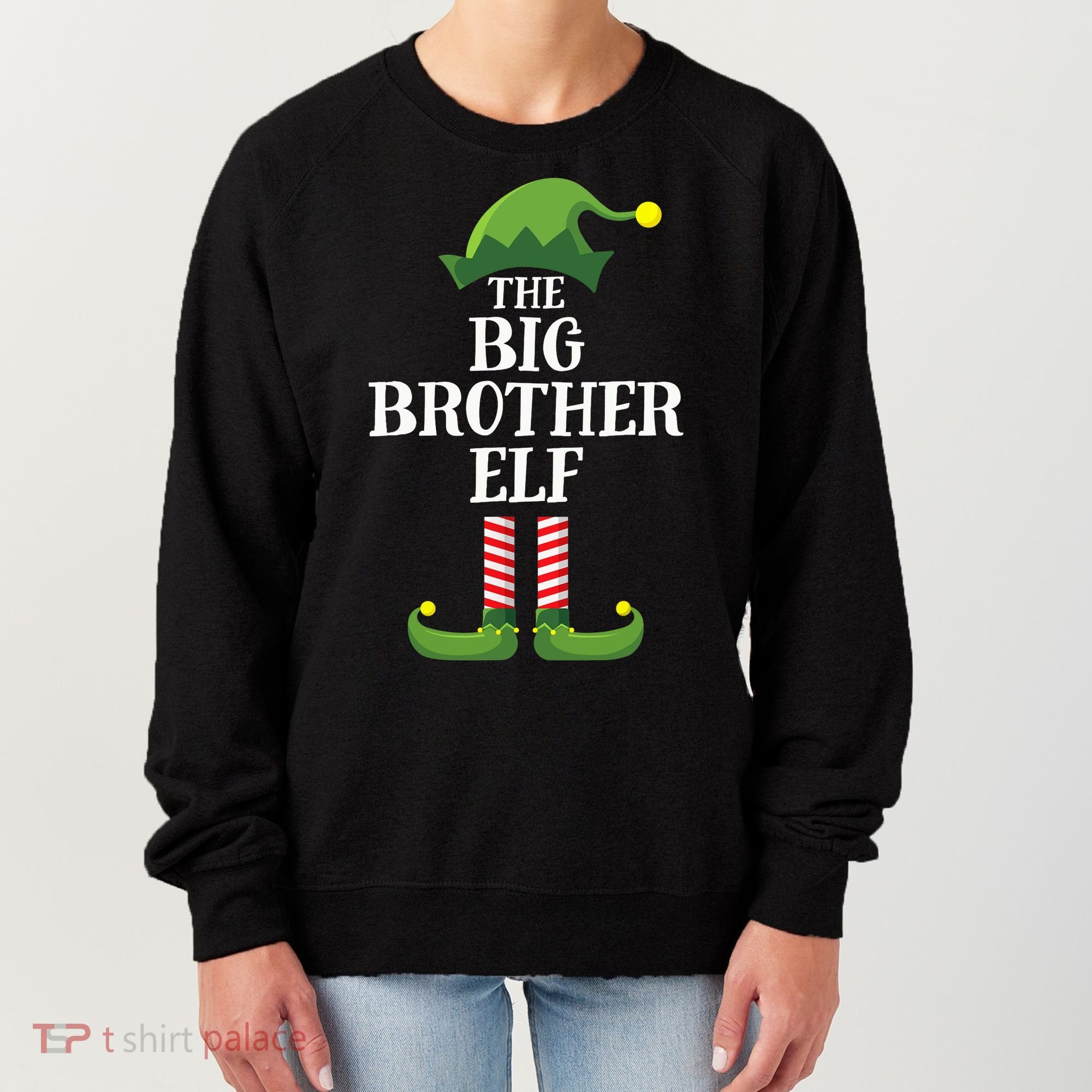 Big Brother Elf Matching Family Group Christmas Party Women's Sweatshirt
