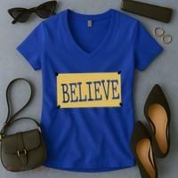 Believe Women's V-Neck T-Shirt thumb 2