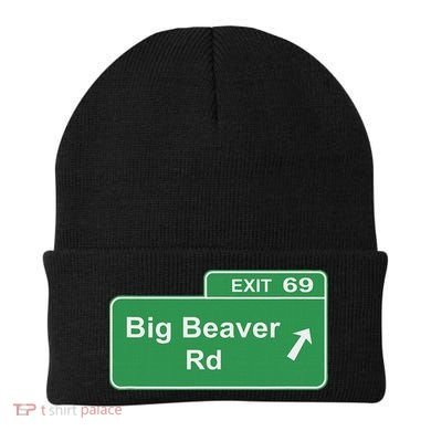 Big Beaver Exit 69 Sign Detroit Beanie