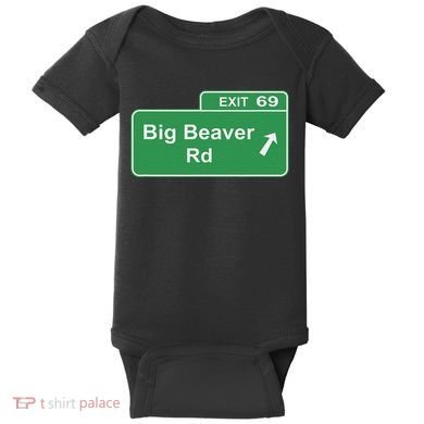 Big Beaver Exit 69 Sign Detroit Baby Bodysuit