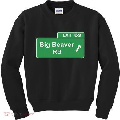 Big Beaver Exit 69 Sign Detroit Kids Sweatshirt