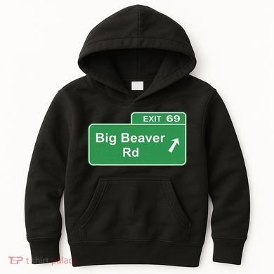 Big Beaver Exit 69 Sign Detroit Kids Hoodie