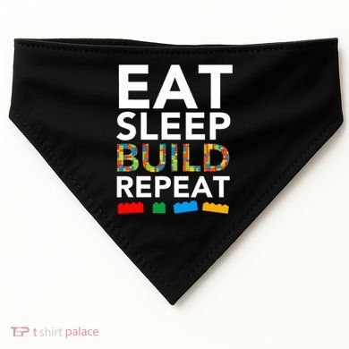 Building Blocks Eat Sleep Build Repeat USA-Made Doggie Bandana