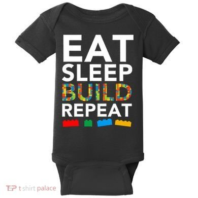 Building Blocks Eat Sleep Build Repeat Baby Bodysuit