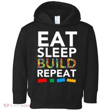 Building Blocks Eat Sleep Build Repeat Toddler Hoodie