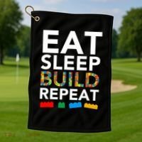 Building Blocks Eat Sleep Build Repeat Golf Towel thumb 1