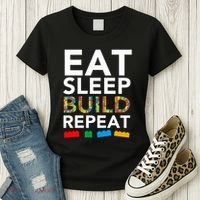 Building Blocks Eat Sleep Build Repeat Women's T-Shirt thumb 3
