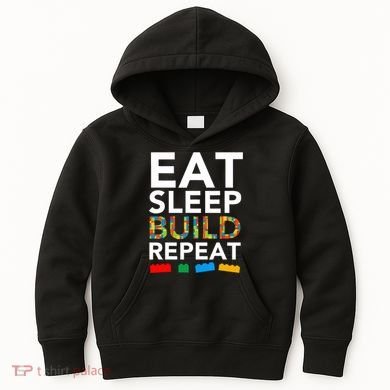 Building Blocks Eat Sleep Build Repeat Kids Hoodie