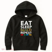 Building Blocks Eat Sleep Build Repeat Kids Hoodie thumb 0
