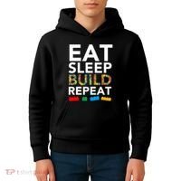 Building Blocks Eat Sleep Build Repeat Kids Hoodie thumb 4