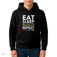 Building Blocks Eat Sleep Build Repeat Kids Hoodie thumb 4