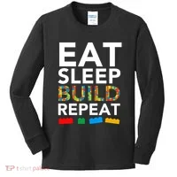 Building Blocks Eat Sleep Build Repeat Kids Long Sleeve Shirt thumb 0