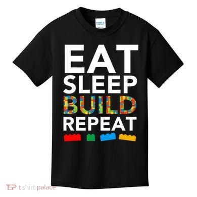 Building Blocks Eat Sleep Build Repeat Kids T-Shirt