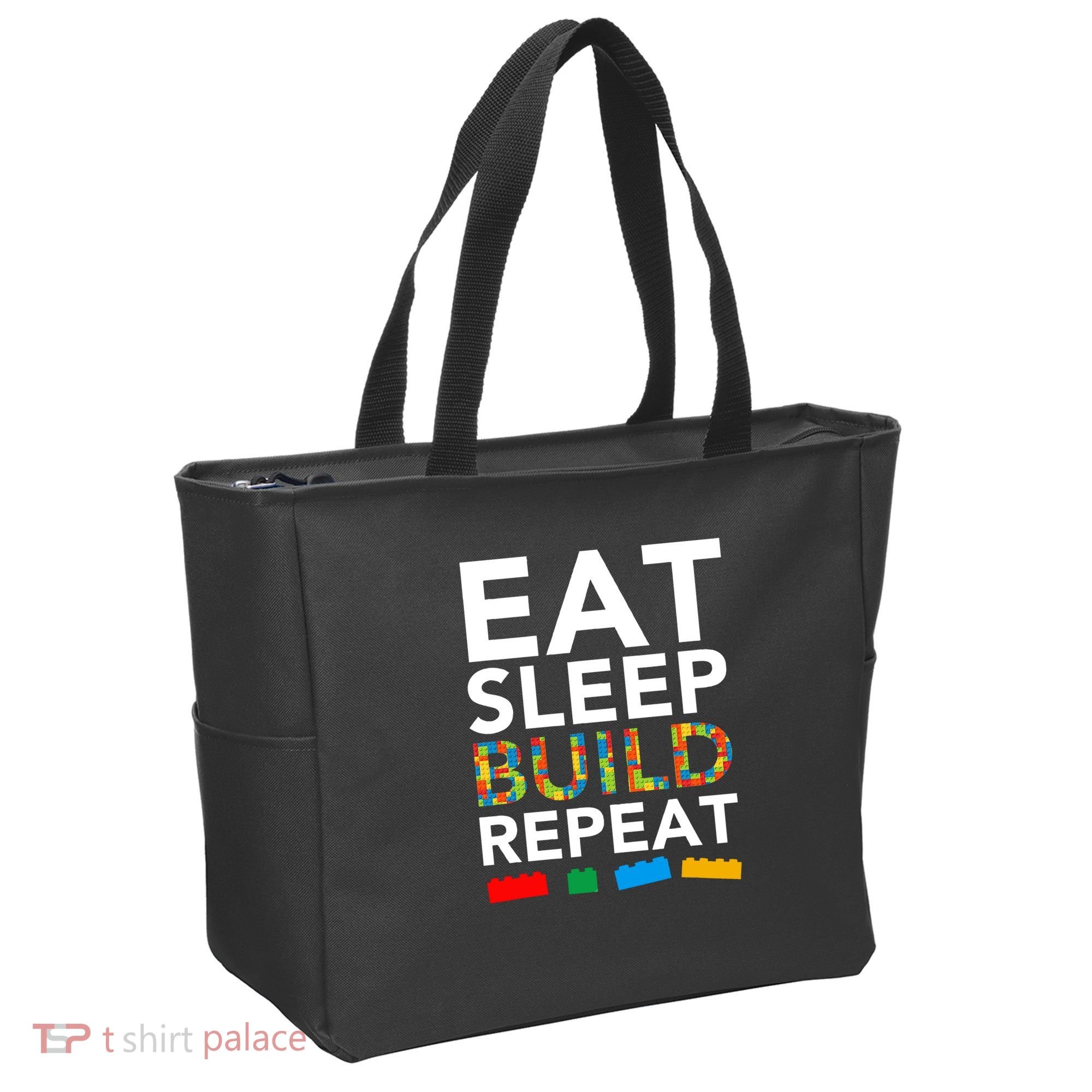 Building Blocks Eat Sleep Build Repeat Tote Bag