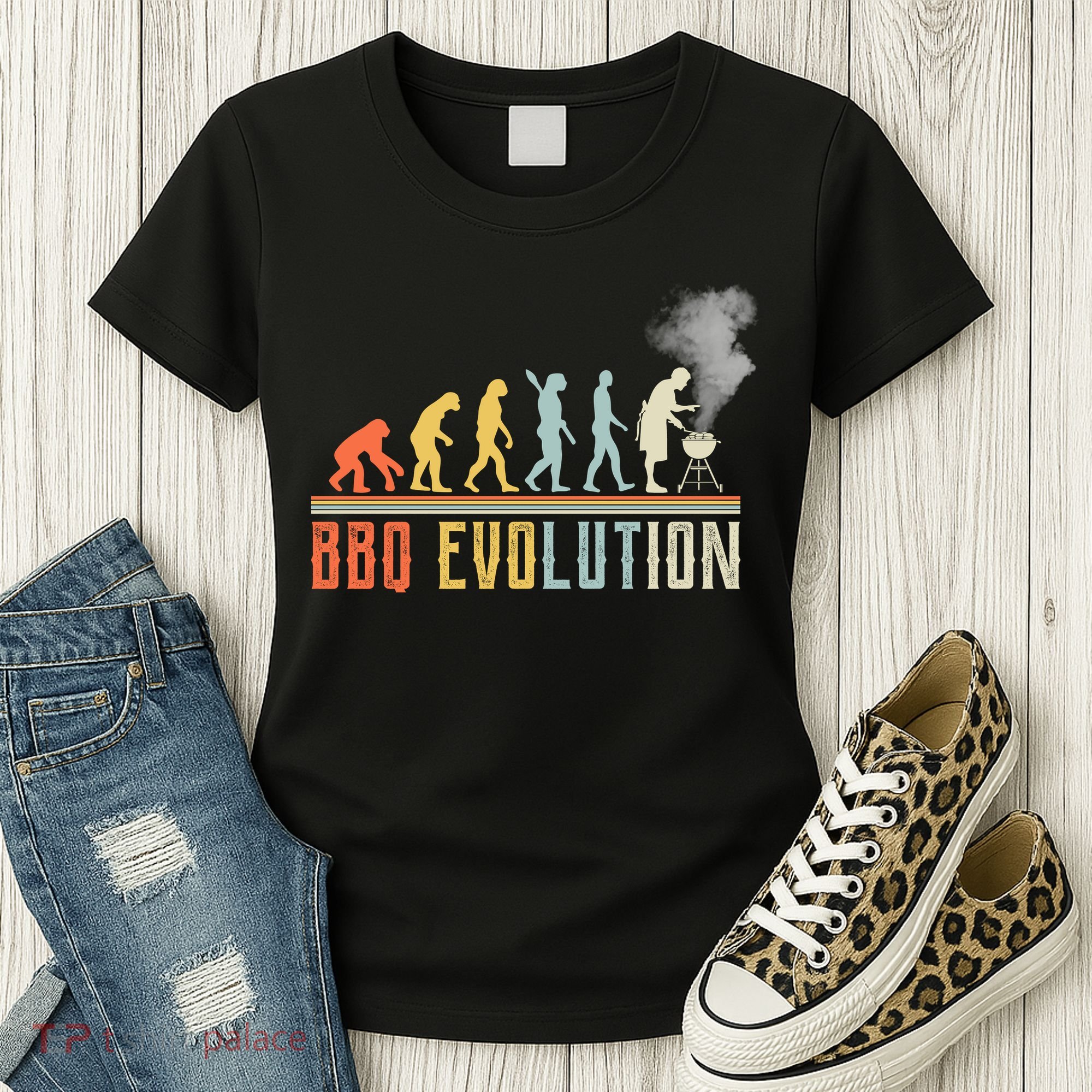 BBQ Barbecue Evolution Retro Vintage Women's T-Shirt