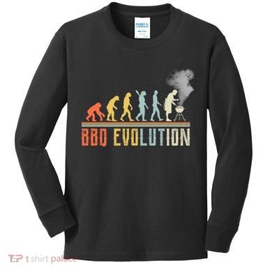 BBQ Barbecue Evolution Retro Vintage Kids Long Sleeve Shirt