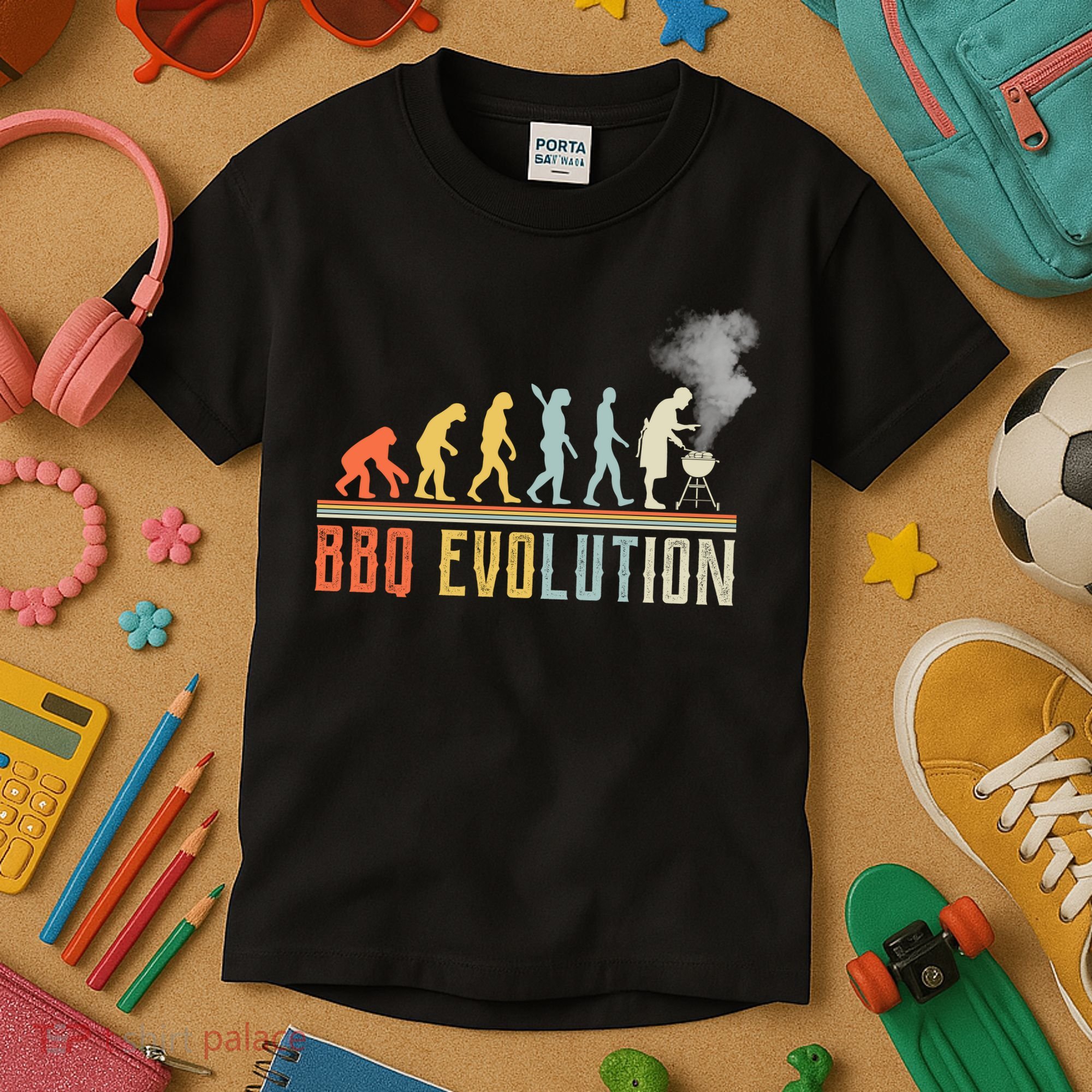 BBQ Barbecue Evolution Retro Vintage Kids T-Shirt