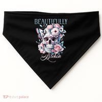 Beautifully Broken Funny Distressed Meme Christian Quote USA-Made Doggie Bandana thumb 0