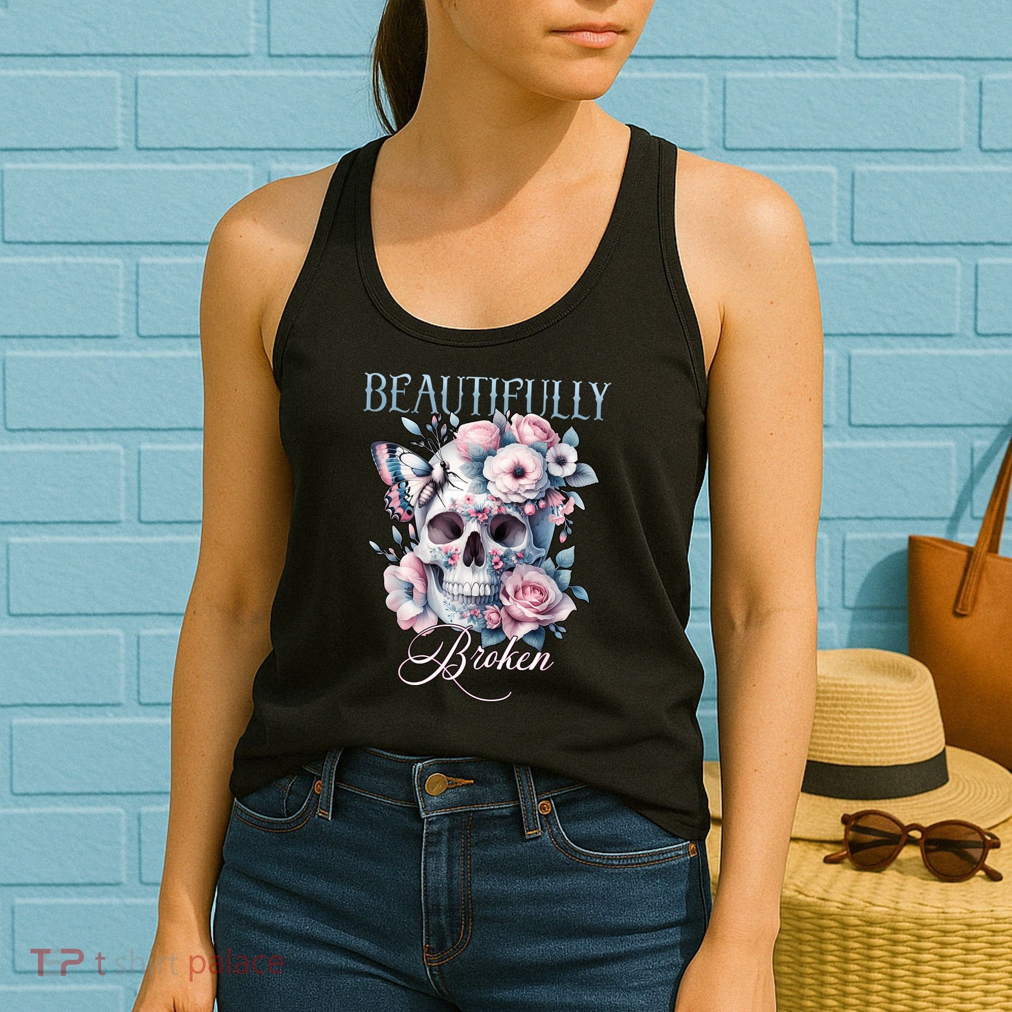 Beautifully Broken Funny Distressed Meme Christian Quote Women's Tank Top