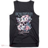 Beautifully Broken Funny Distressed Meme Christian Quote Tank Top thumb 0
