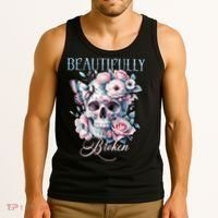Beautifully Broken Funny Distressed Meme Christian Quote Tank Top thumb 3